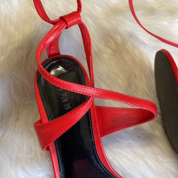 Forever 21 Cherry red low heel ankle strap - Picture 3 of 6